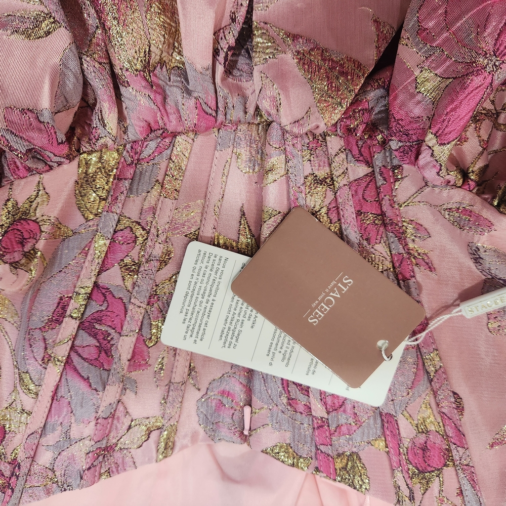 Elegant Pink Floral Strapless Dress - Picture 10 of 13